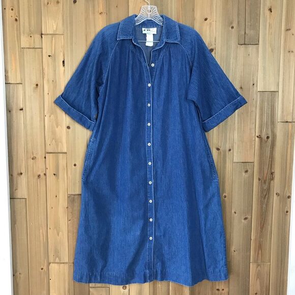 Vtg Willie of California Womens Denim Button Front A-line Dress Cotton Size 12 - Picture 16 of 16